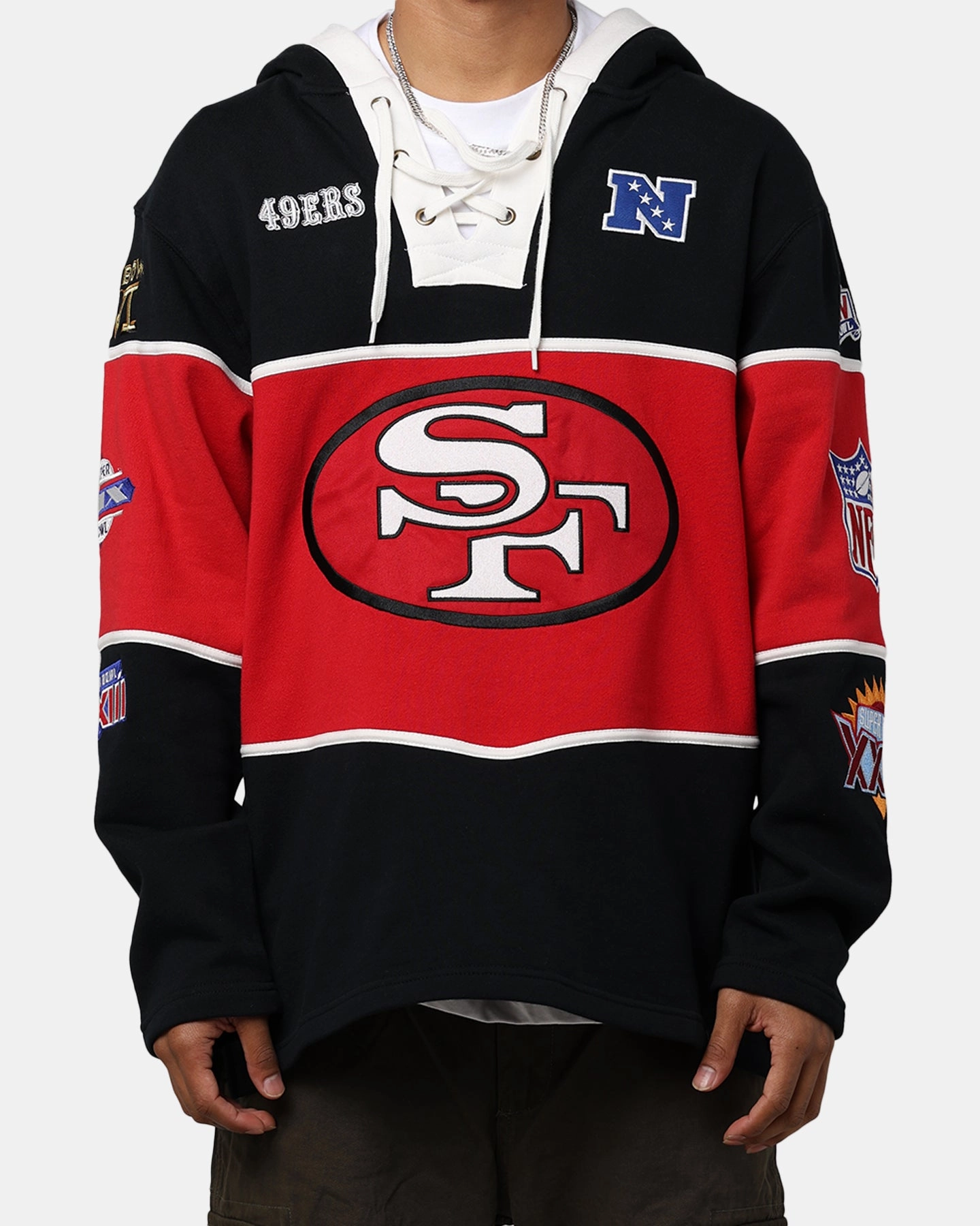 47 Brand San Francisco 49ers Super Bowl Gridiron Lacer Hoodie Jet Black