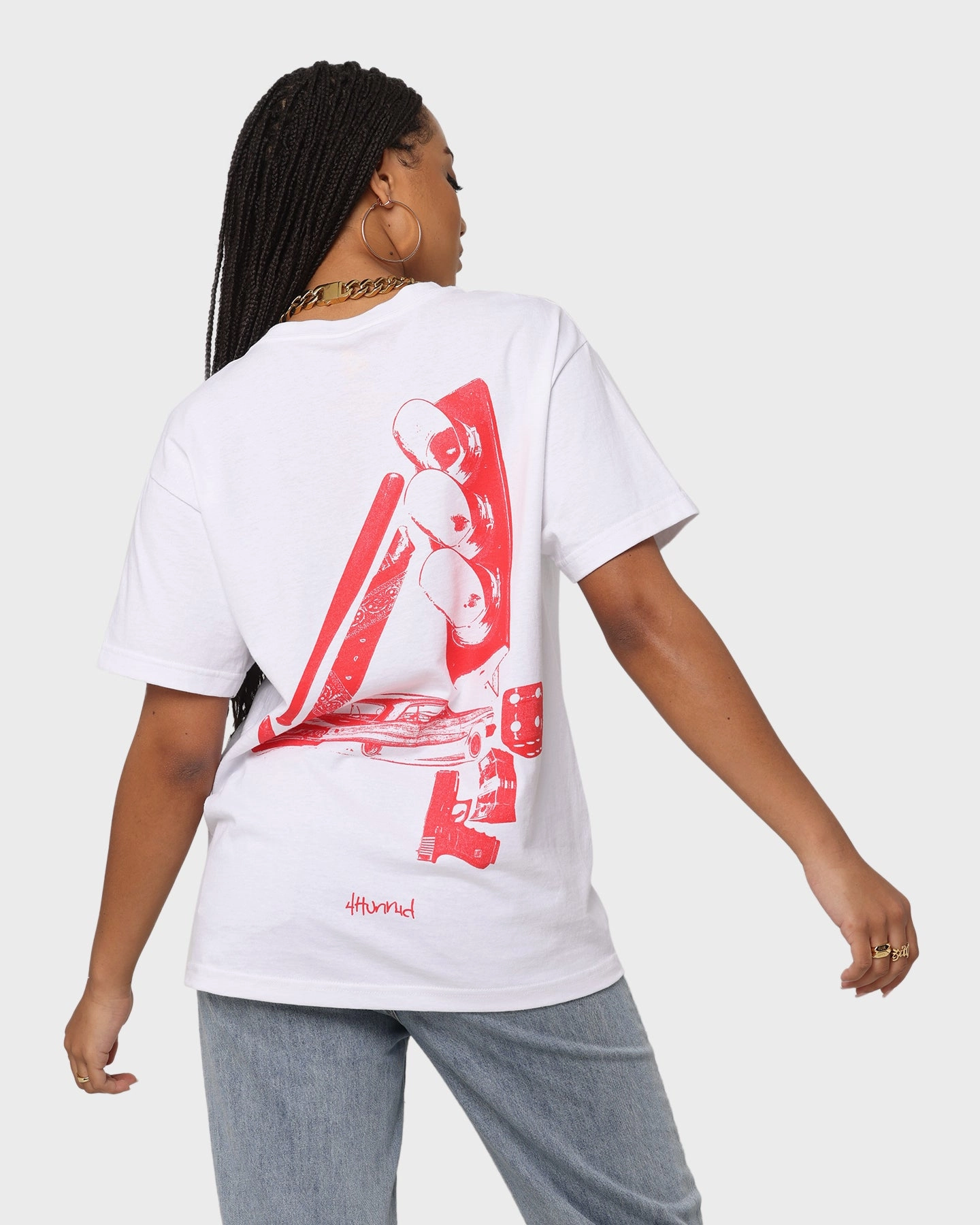 4HUNNID Street Short Sleeve T-Shirt White