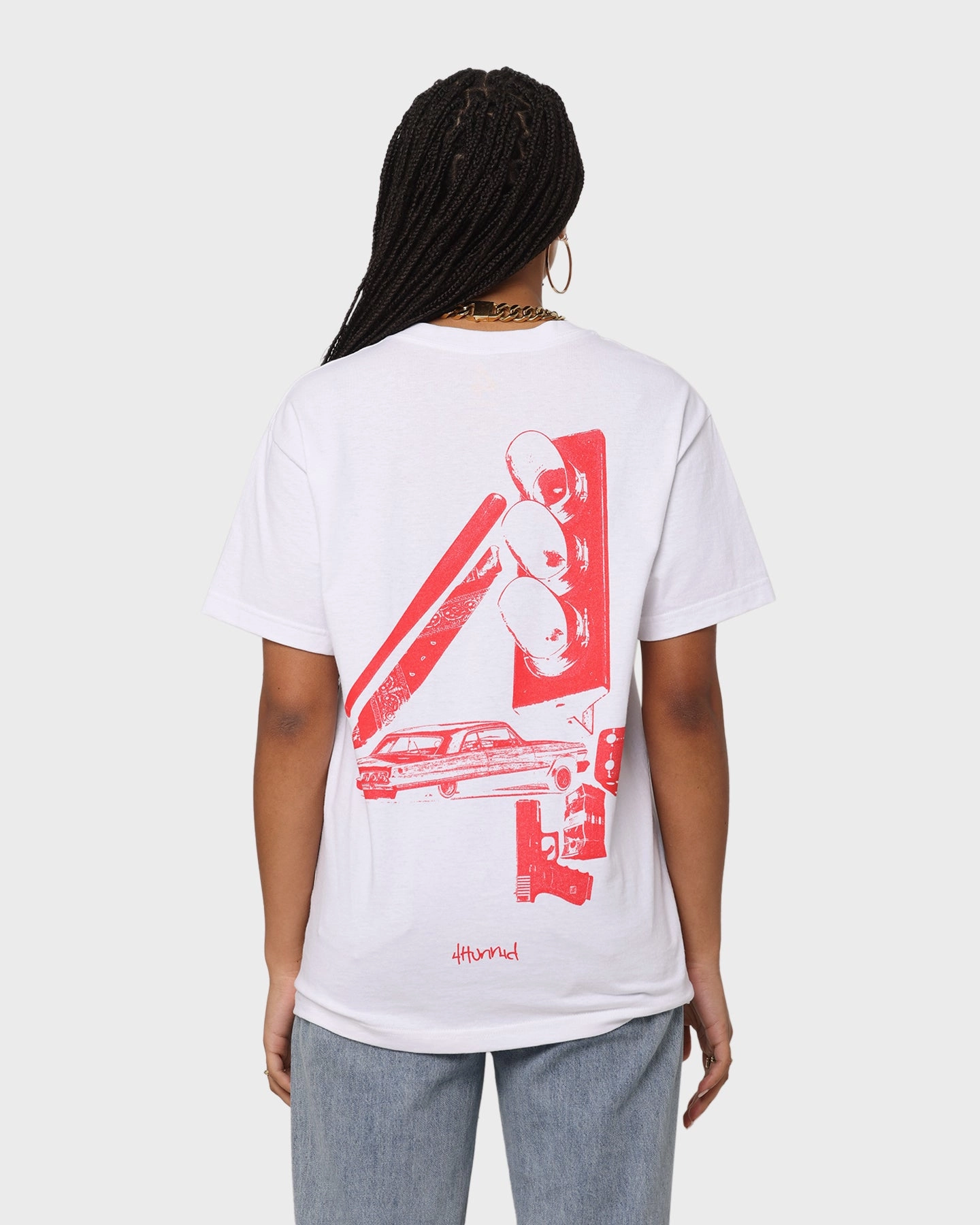 4HUNNID Street Short Sleeve T-Shirt White