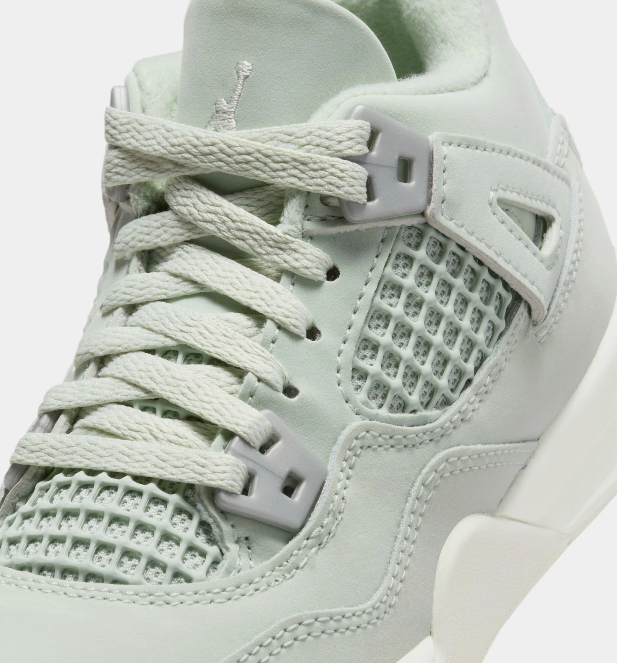 Air Jordan 4 Retro Abundance Preschool Lifestyle Shoe - Seafoam/Sail/Metallic Silver