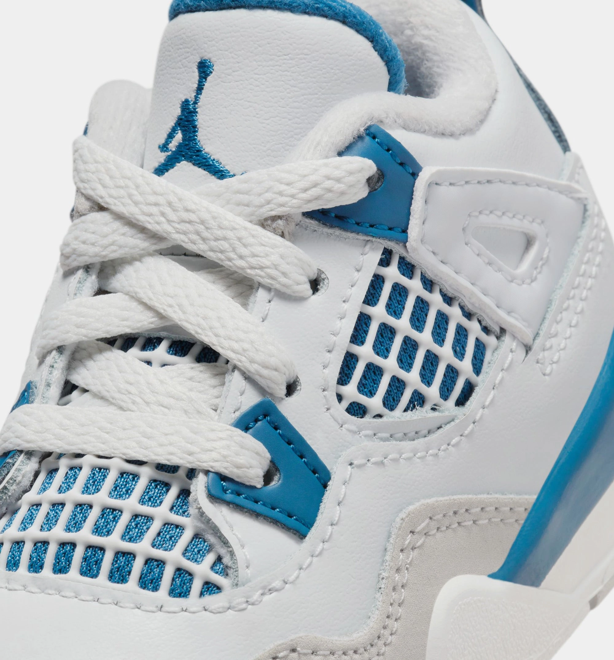 Air Jordan 4 Retro Military Blue Infant Toddler Lifestyle Shoe - Off White/Military Blue/Neutral Grey
