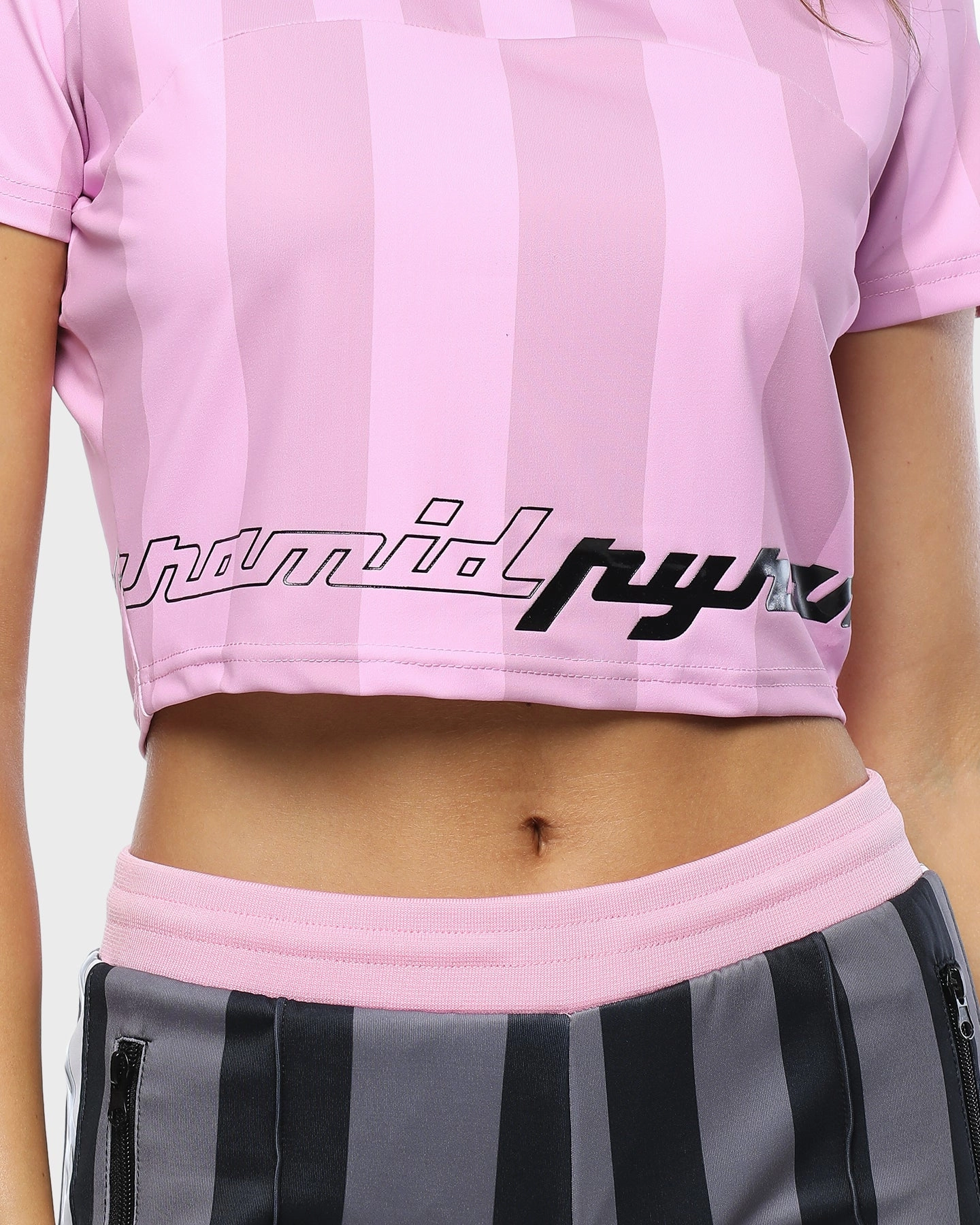 Black Pyramid Women's Vert Stripe Glossy Crop Pink