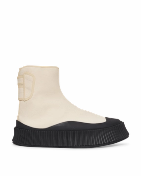 Canvas High-Top Sneakers Beige