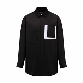 Contrast Patched Pocket Shirt 'Black'