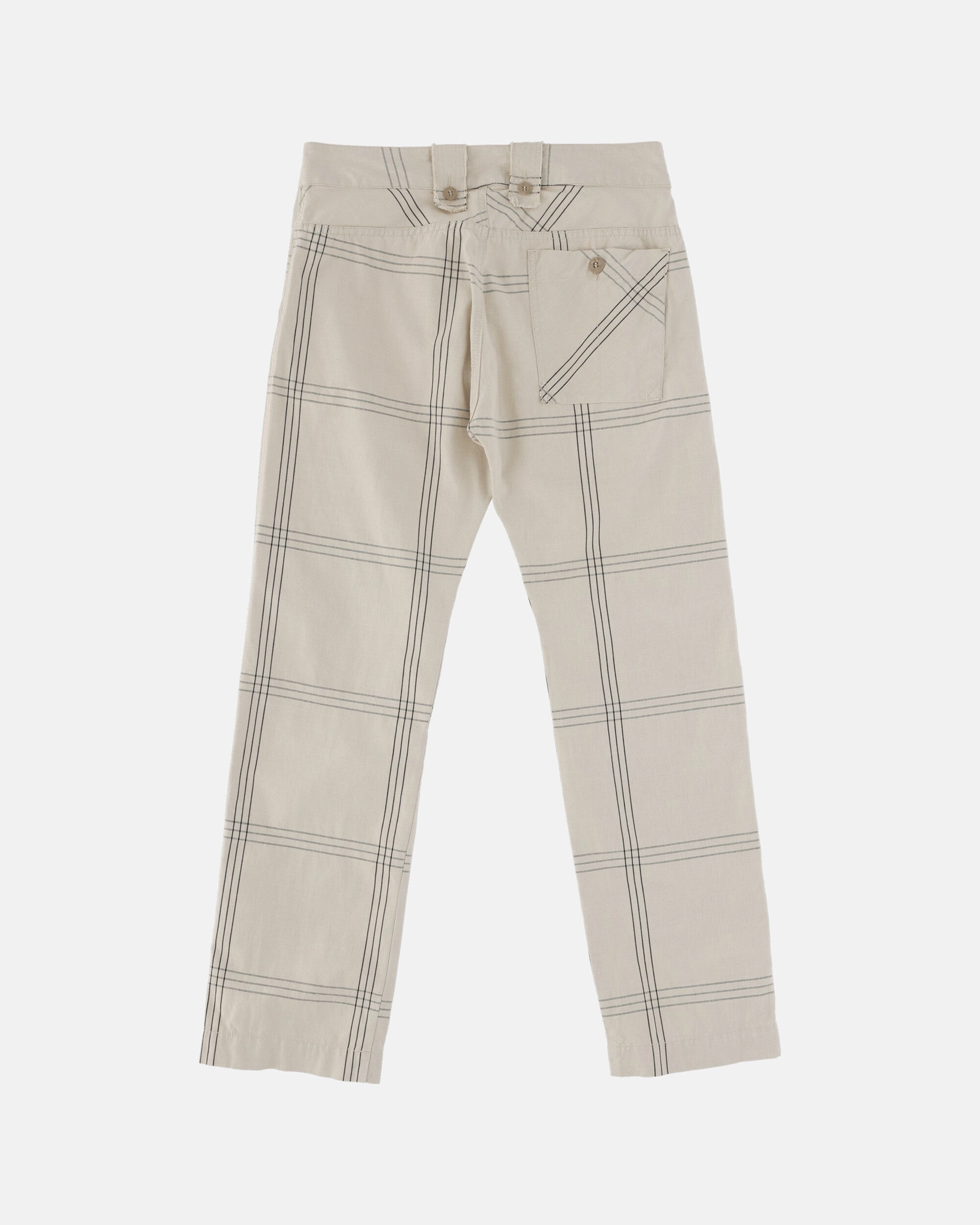 Deadstock Checked Belted Trousers Beige