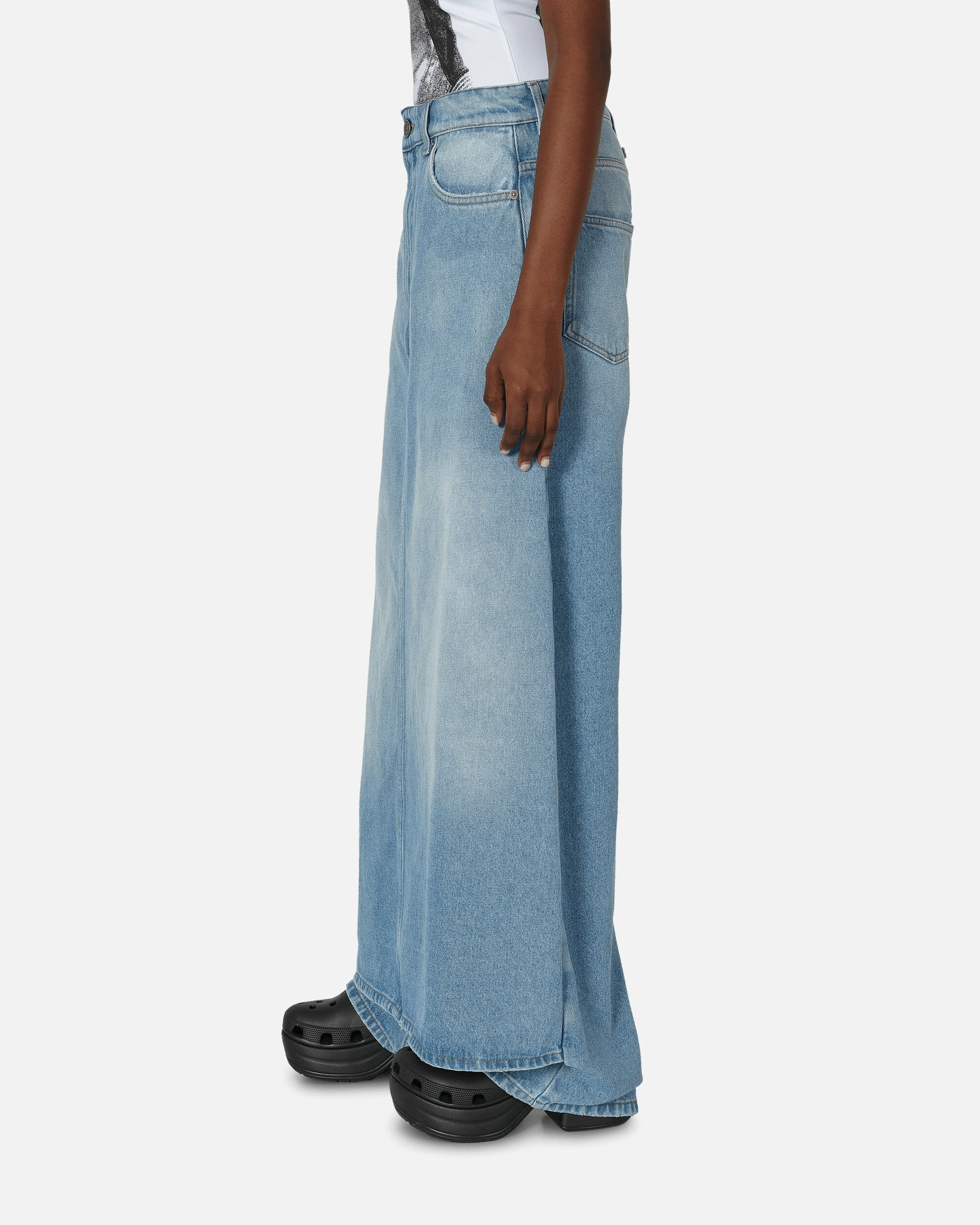 Denim Pant Skirt Light Blue