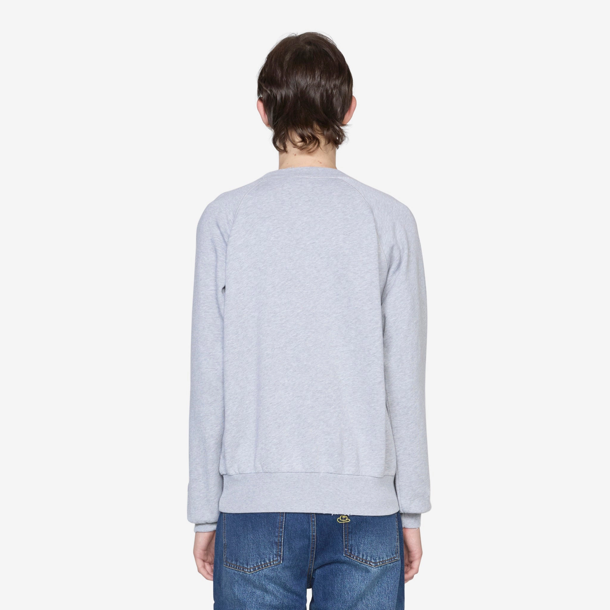 Destroyed Weedie Pie Raglan Sweat Light Grey Marl