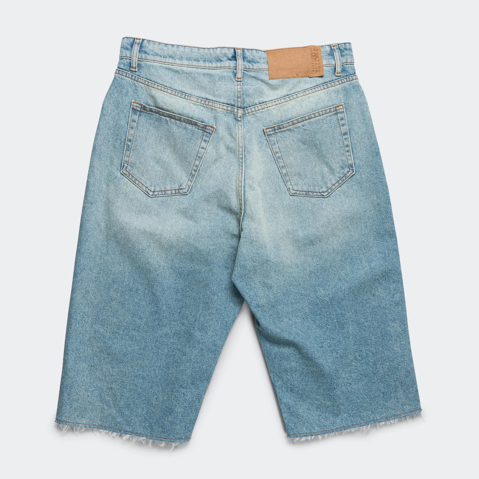 Drawstring Denim Shorts - Light Blue