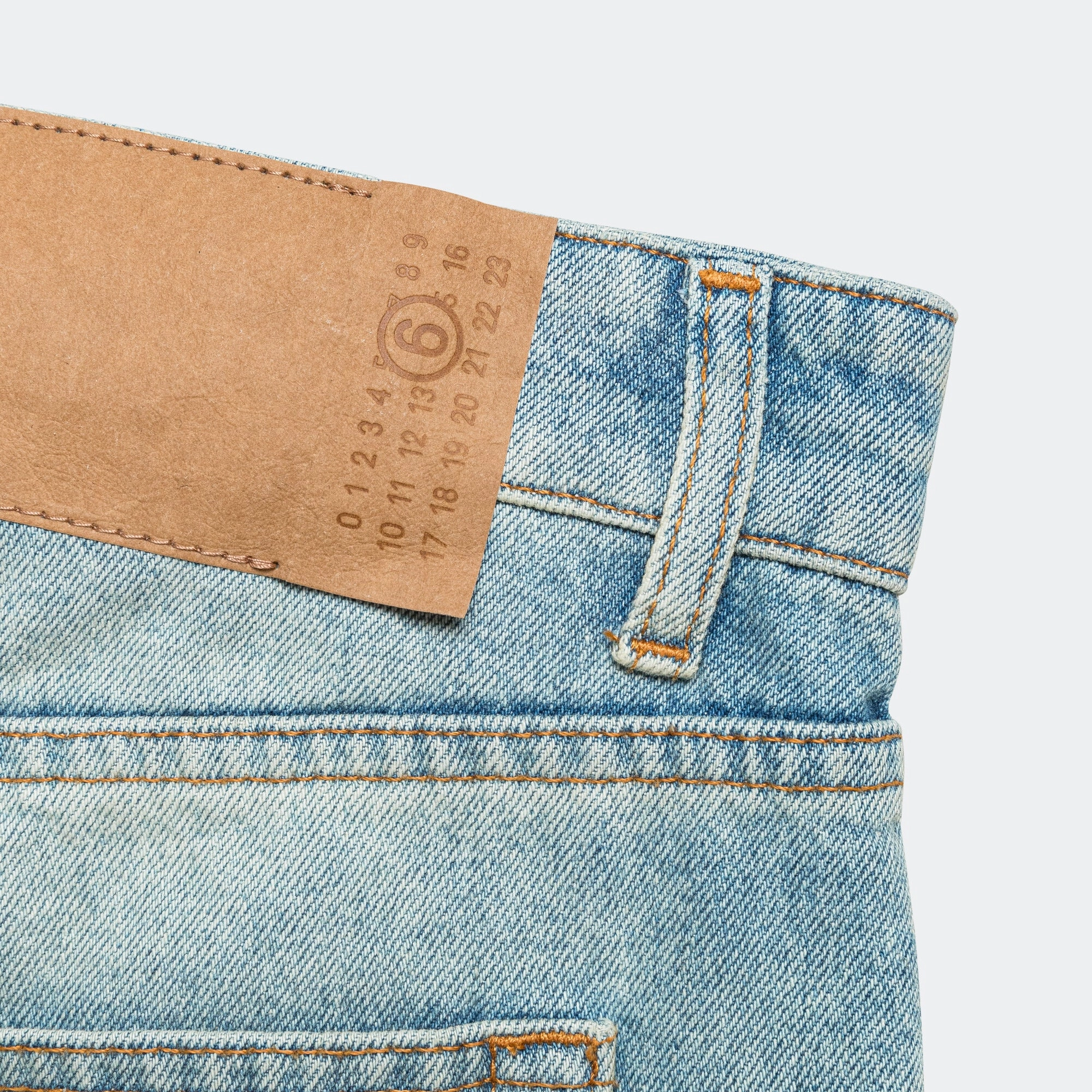 Drawstring Denim Shorts - Light Blue