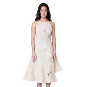 Floating Assemblage Wrap Dress 'Almond'
