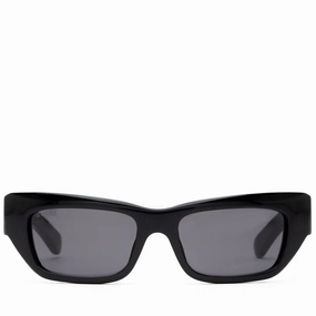 Gucci Rectangular Frame Sunglasses - Black/Solid Grey