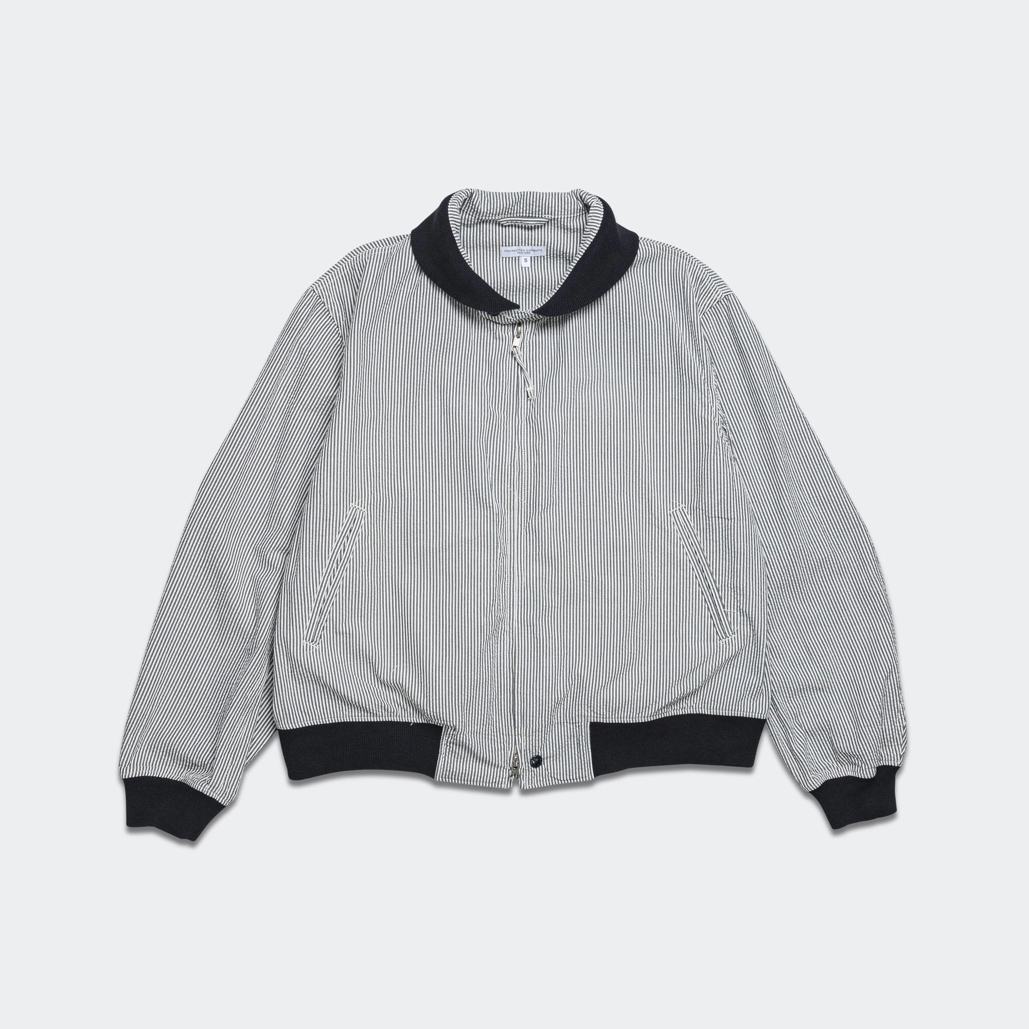 LL Jacket - Navy Cotton Seersucker Stripe