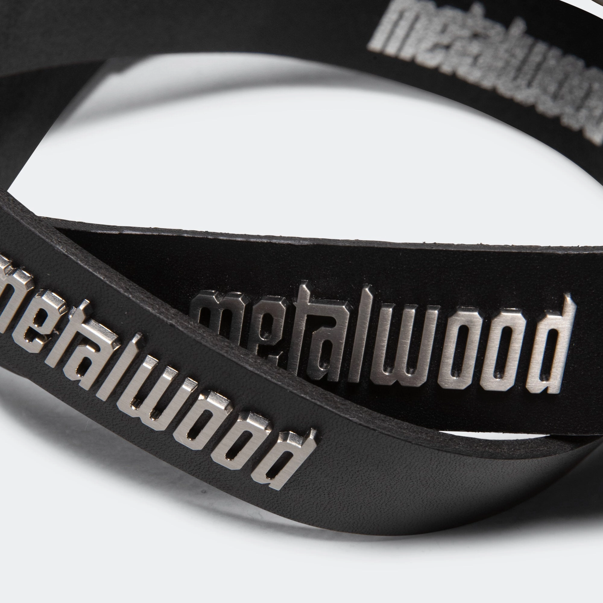 Metal Logo Leather Studded Belt - Black