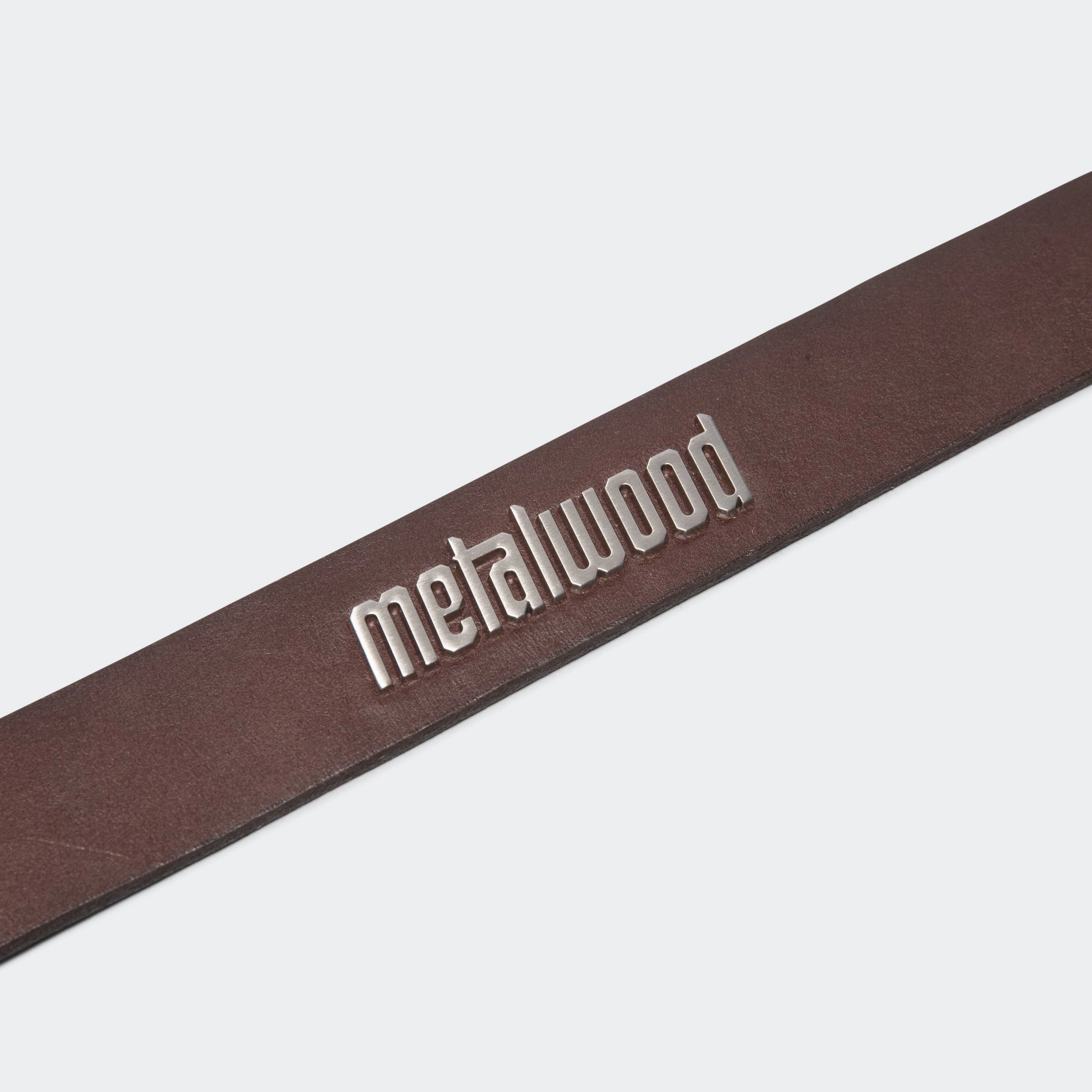 Metal Logo Leather Studded Belt - Brown