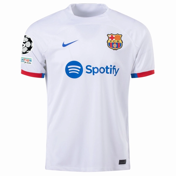 Nike Barcelona Marcos Alonso Away Jersey w/ Champions League Patches 23/24 (White/Royal Blue)