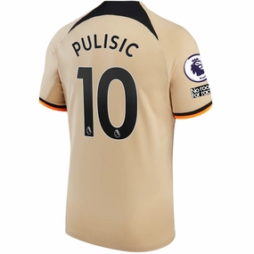 Nike Chelsea Christian Pulisic Third Jersey w/ EPL   No Room For Racism   Club World Cup Patches 22/23 (Sesame/Black)