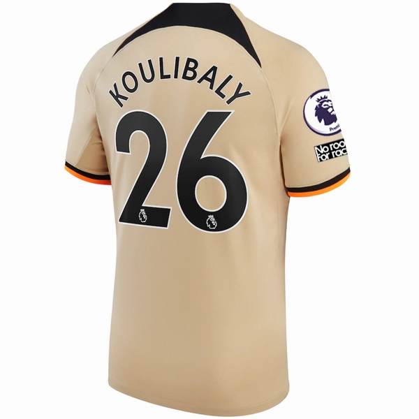 Nike Chelsea Koulibaly Third Jersey w/ EPL   No Room For Racism   Club World Cup Patches 22/23 (Sesame/Black)