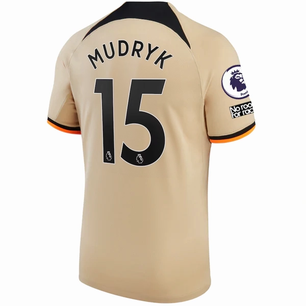 Nike Chelsea Mudryk Third Jersey w/ EPL   No Room For Racism   Club World Cup Patches 22/23 (Sesame/Black)