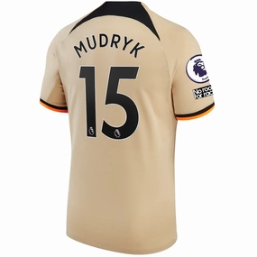Nike Chelsea Mudryk Third Jersey w/ EPL   No Room For Racism   Club World Cup Patches 22/23 (Sesame/Black)