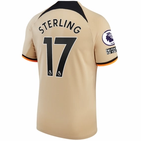 Nike Chelsea Raheem Sterling Third Jersey w/ EPL   No Room For Racism   Club World Cup Patches 22/23 (Sesame/Black)