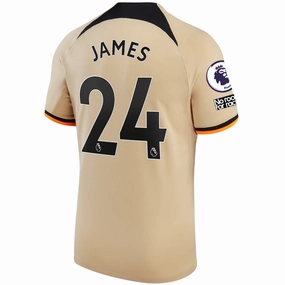 Nike Chelsea Reece James Third Jersey w/ EPL   No Room For Racism   Club World Cup Patches 22/23 (Sesame/Black)