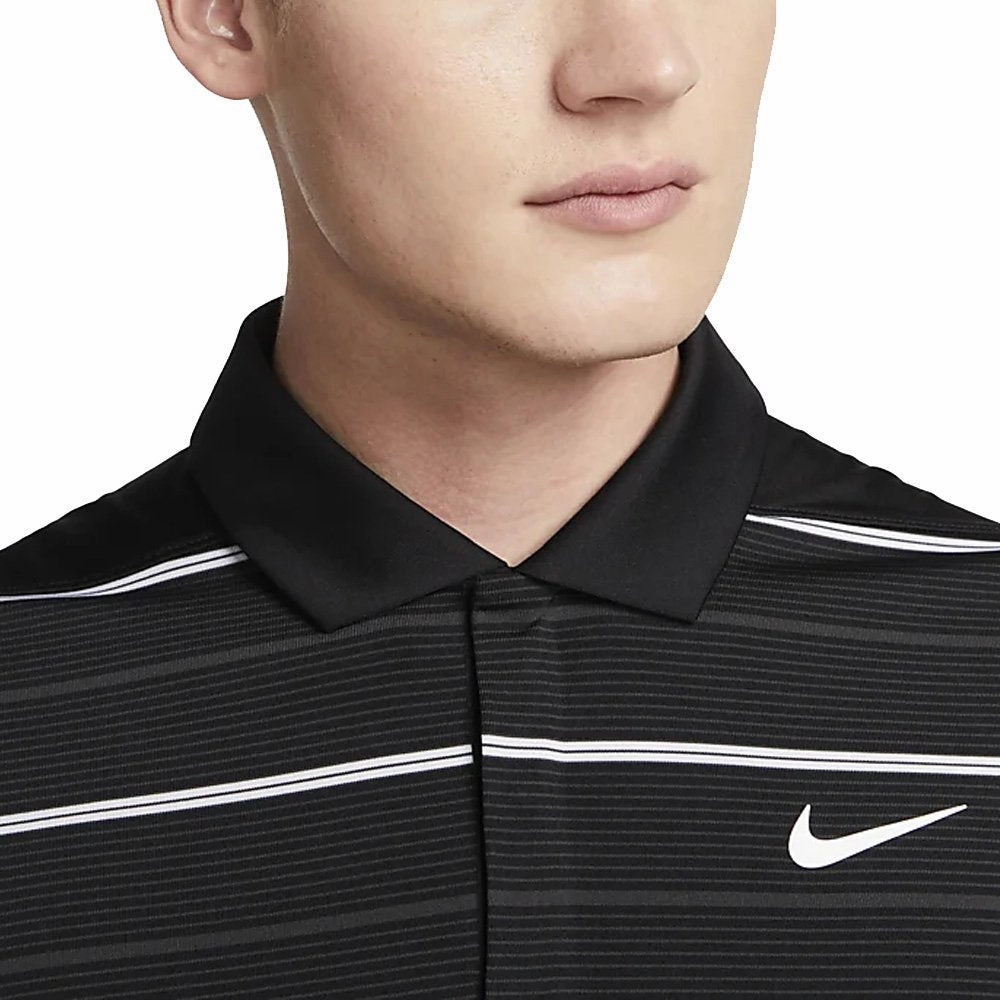 Nike Dri-FIT Tiger Woods Striped Golf Polo Black/Anthracite/White - SS23 Men
