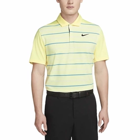 Nike Dri-FIT Tiger Woods Striped Golf Polo Citron Tint/White/Baltic Blue - SS23 Men