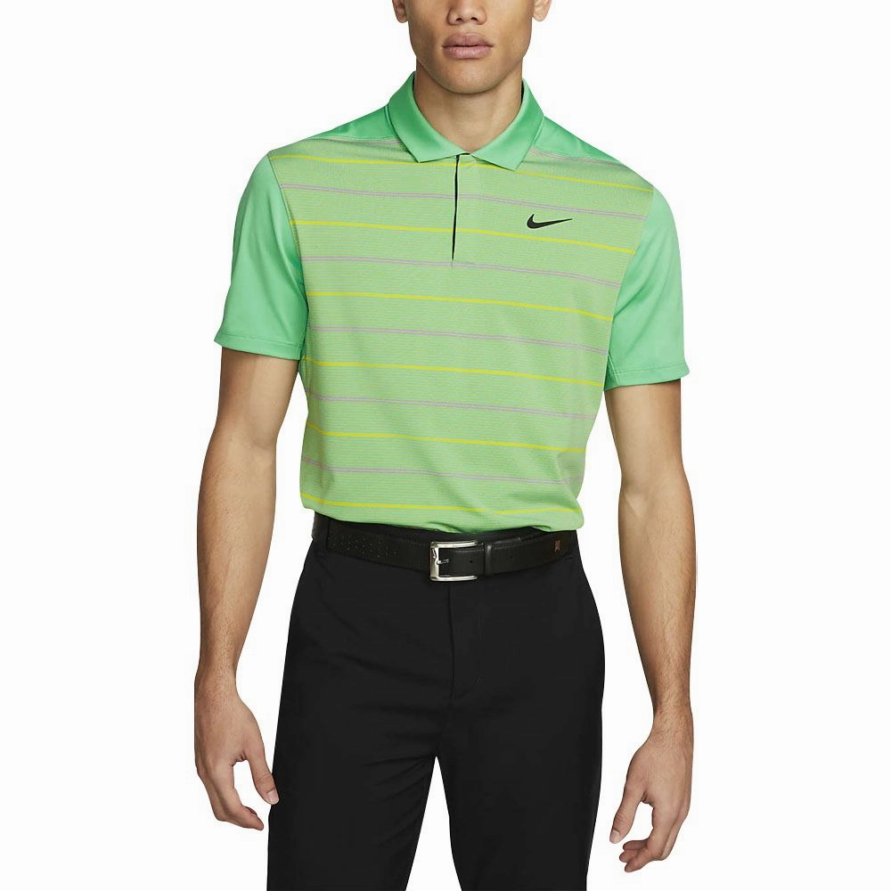 Nike Dri-FIT Tiger Woods Striped Golf Polo Spring Green/Ashen Slate/Black - SS23 Men