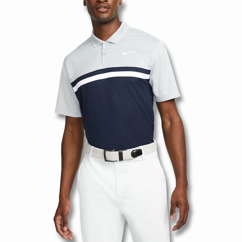 Nike Dri-FIT Victory Color-Blocked Golf Polo Light Smoke Gray/Obsidian/White - SS22 Men