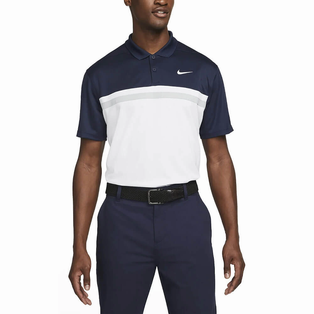 Nike Dri-FIT Victory Color-Blocked Golf Polo Obsidian/White/Light Smoke Gray - SS22 Men