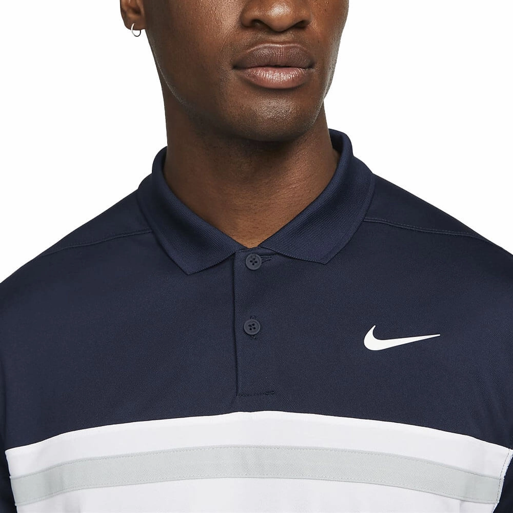 Nike Dri-FIT Victory Color-Blocked Golf Polo Obsidian/White/Light Smoke Gray - SS22 Men