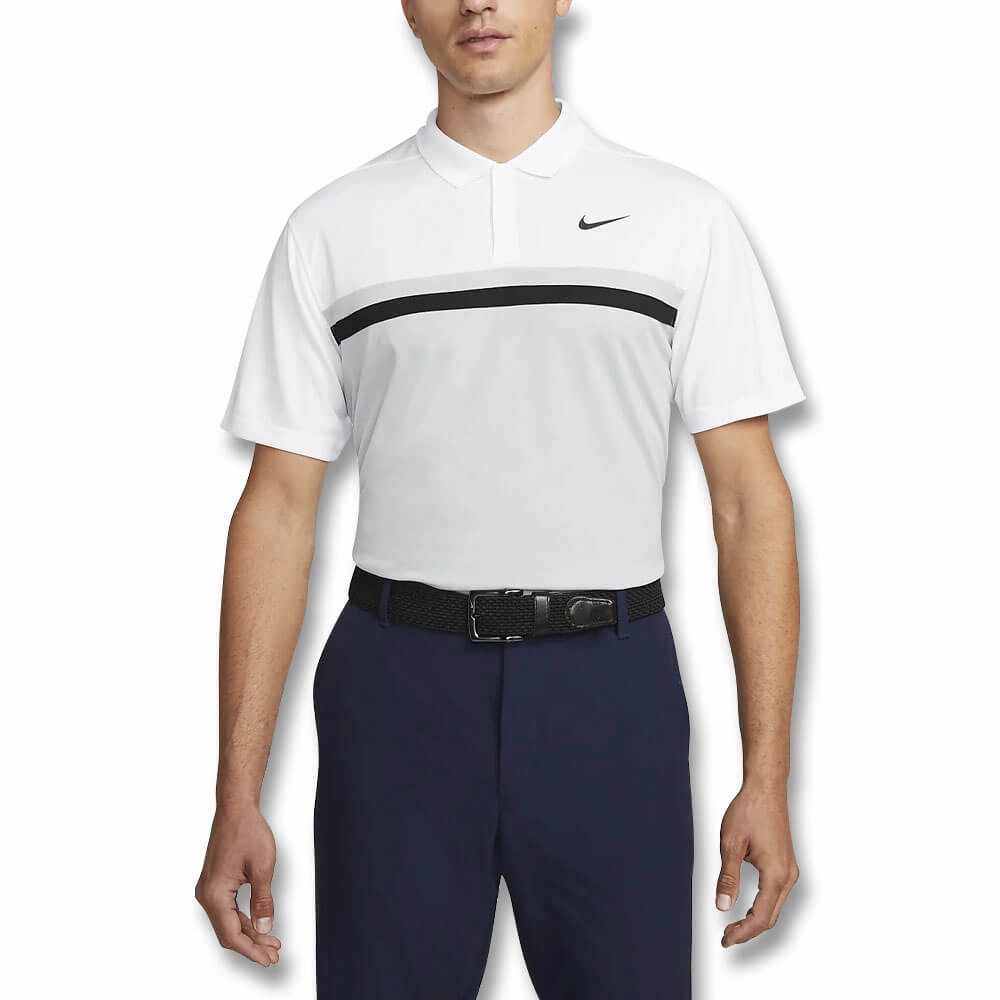 Nike Dri-FIT Victory Color-Blocked Golf Polo White/Light Smoke Gray/Black - SS22 Men