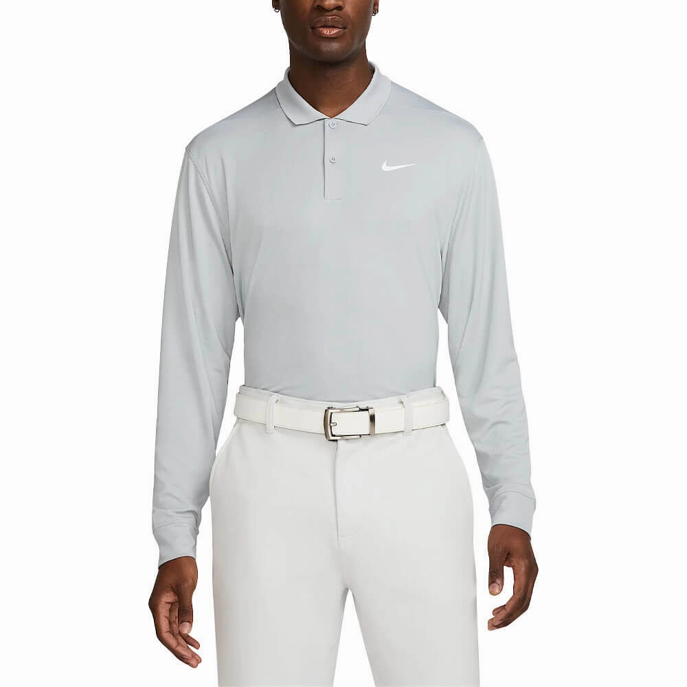 Nike Dri-FIT Victory Solid Longsleeve Golf Polo Wolf Gray/White - FA25 Men