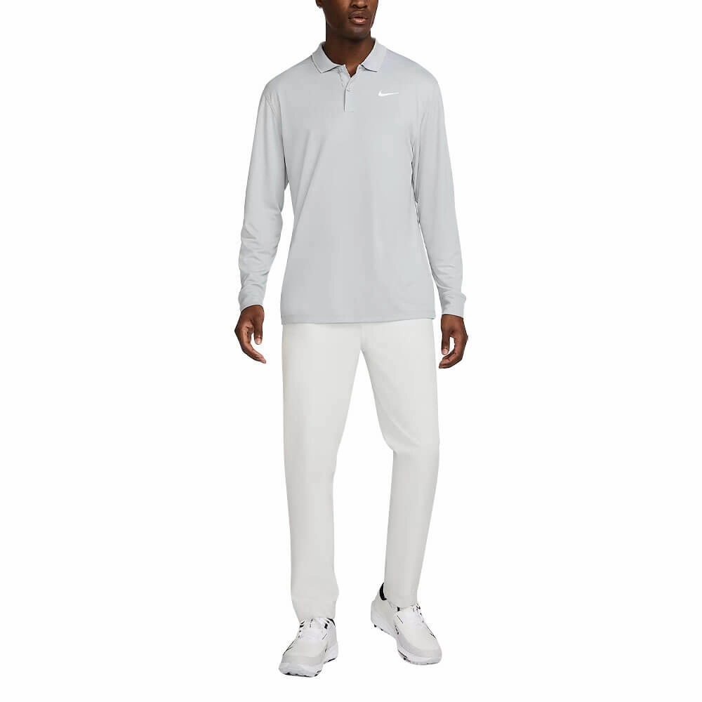 Nike Dri-FIT Victory Solid Longsleeve Golf Polo Wolf Gray/White - FA25 Men