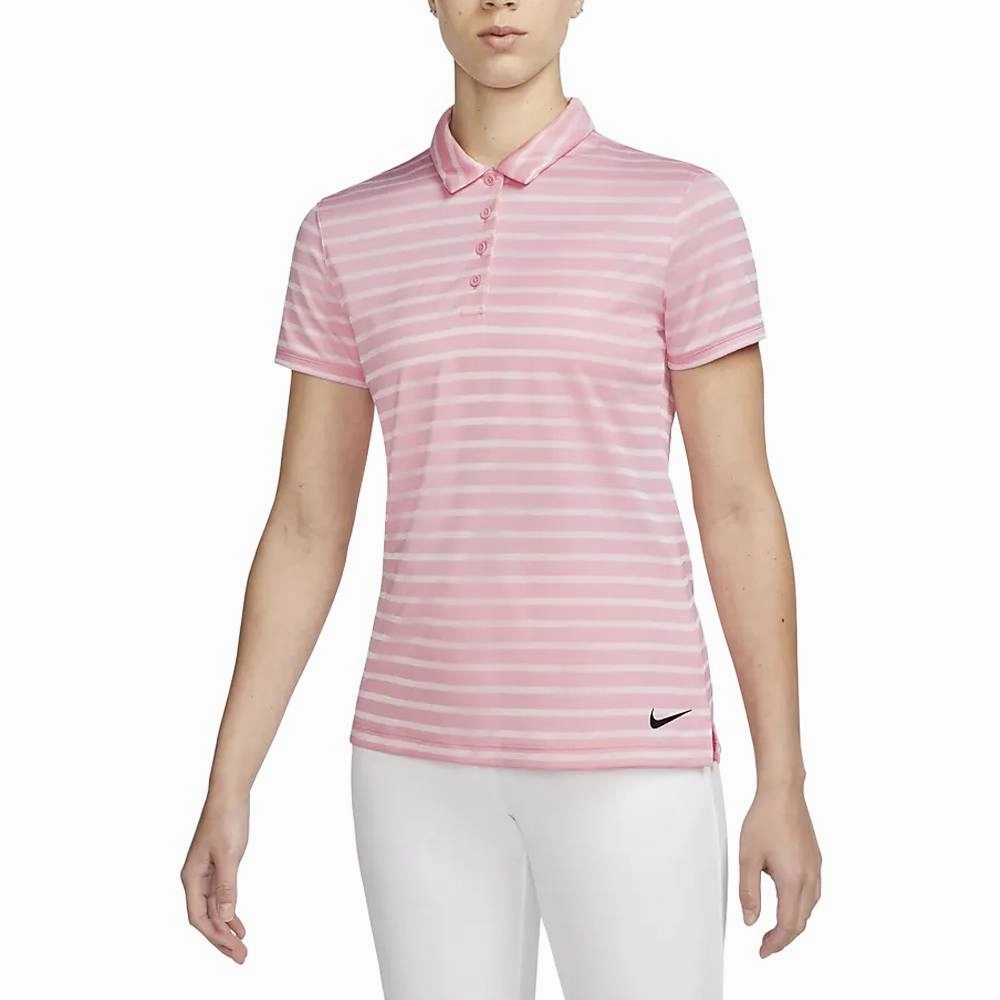 Nike Dri-FIT Victory Striped Golf Polo Med Soft Pink/Black - SS23 Women