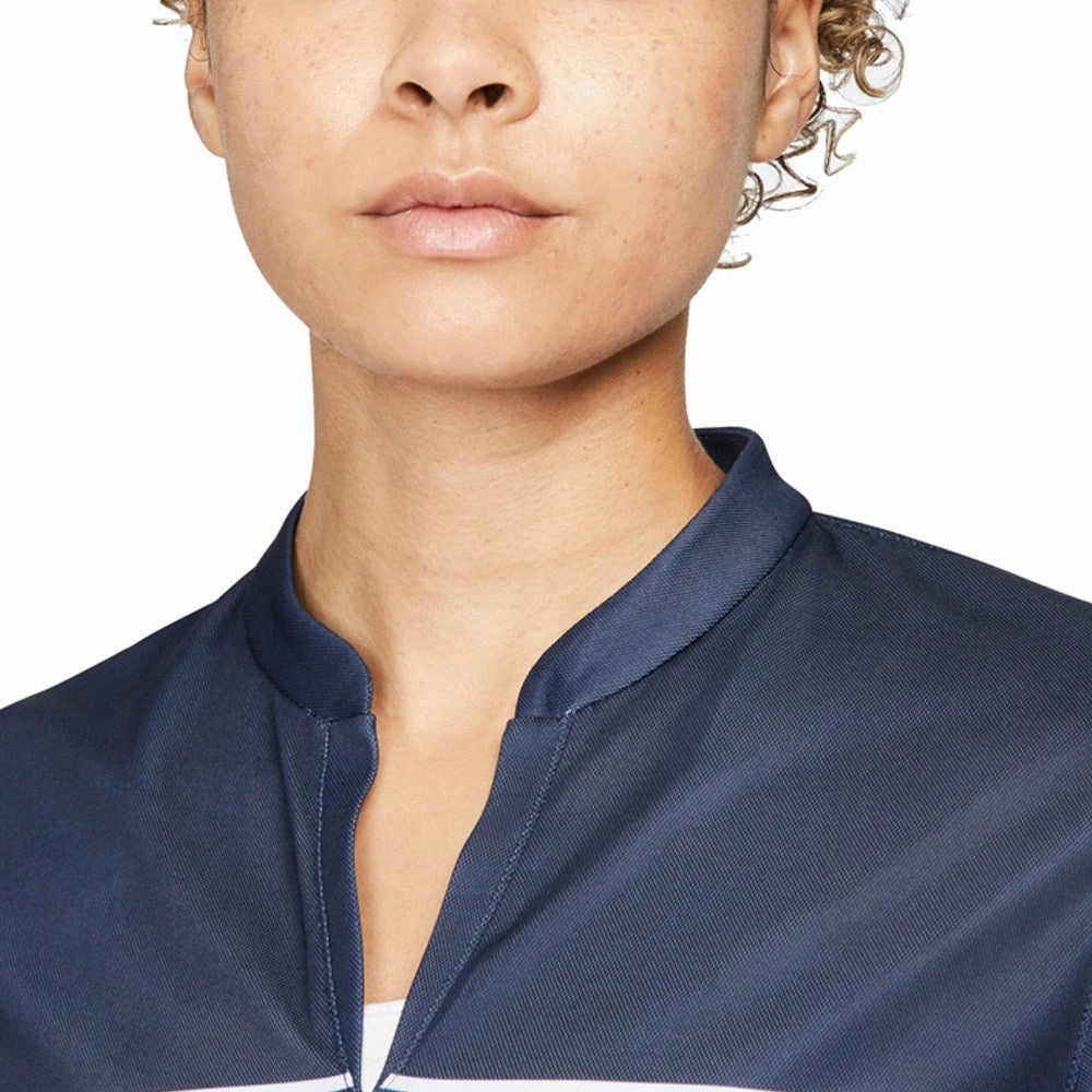 Nike Dri-FIT Victory Striped Golf Polo Obsidian/White - SS22 Women