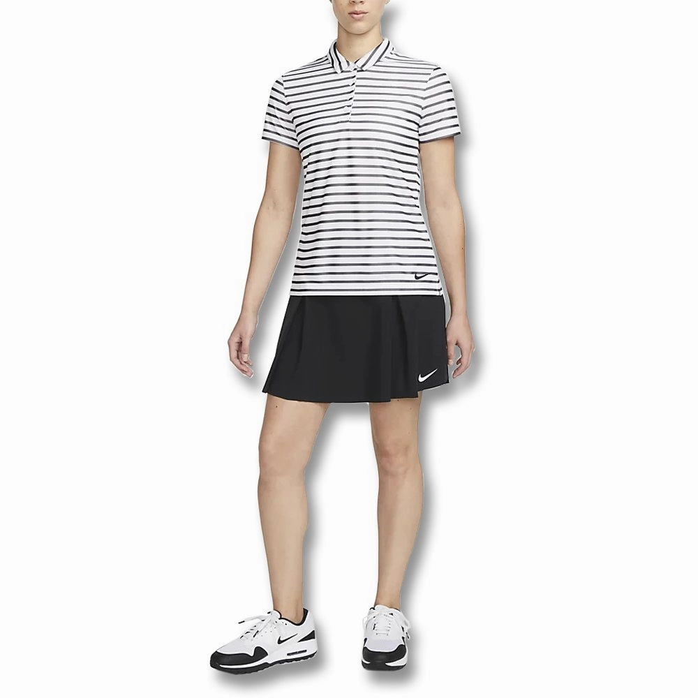 Nike Dri-FIT Victory Striped Golf Polo White/Black - SS23 Women