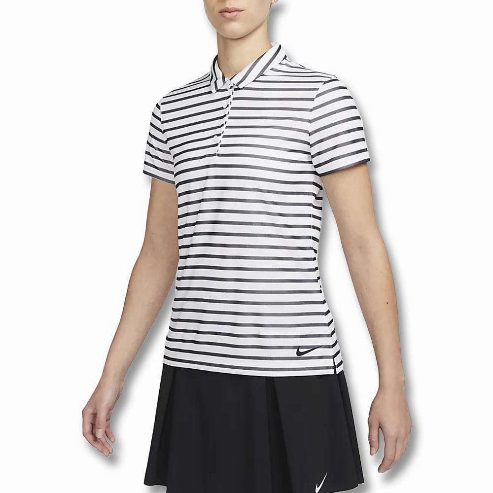 Nike Dri-FIT Victory Striped Golf Polo White/Black - SS23 Women