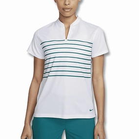 Nike Dri-FIT Victory Striped Golf Polo White/Bright Spruce - SS22 Women