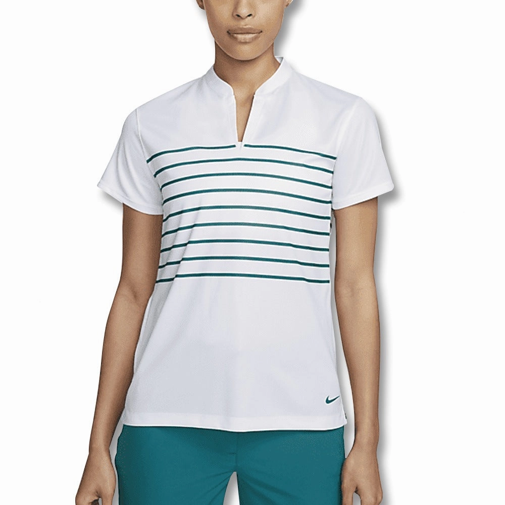Nike Dri-FIT Victory Striped Golf Polo White/Bright Spruce - SS22 Women