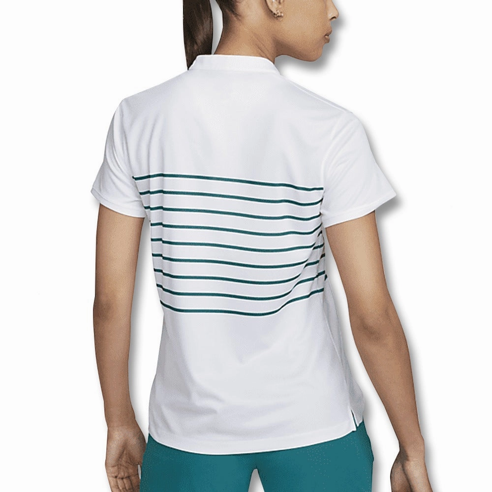 Nike Dri-FIT Victory Striped Golf Polo White/Bright Spruce - SS22 Women