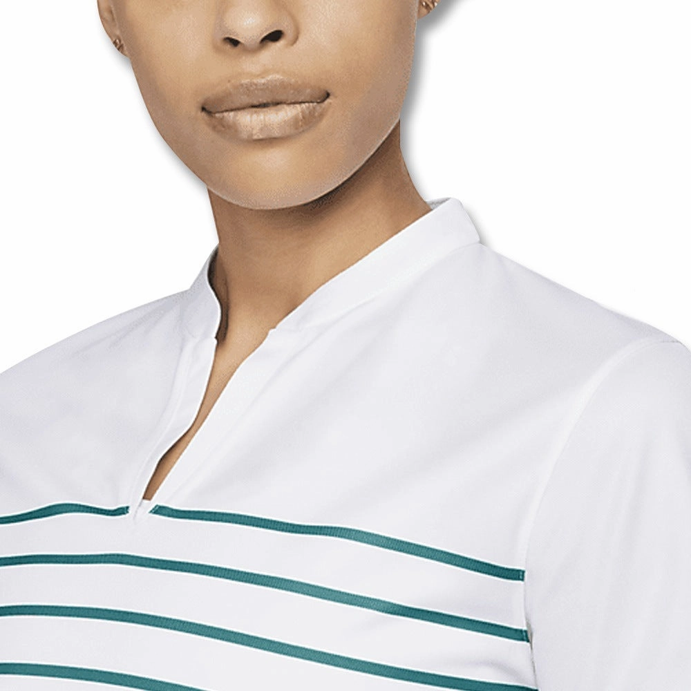 Nike Dri-FIT Victory Striped Golf Polo White/Bright Spruce - SS22 Women