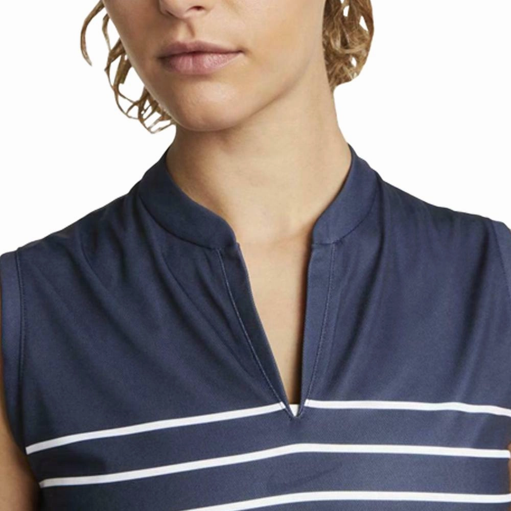 Nike Dri-FIT Victory Striped Sleeveless Golf Polo Obsidian/White - SS22 Women