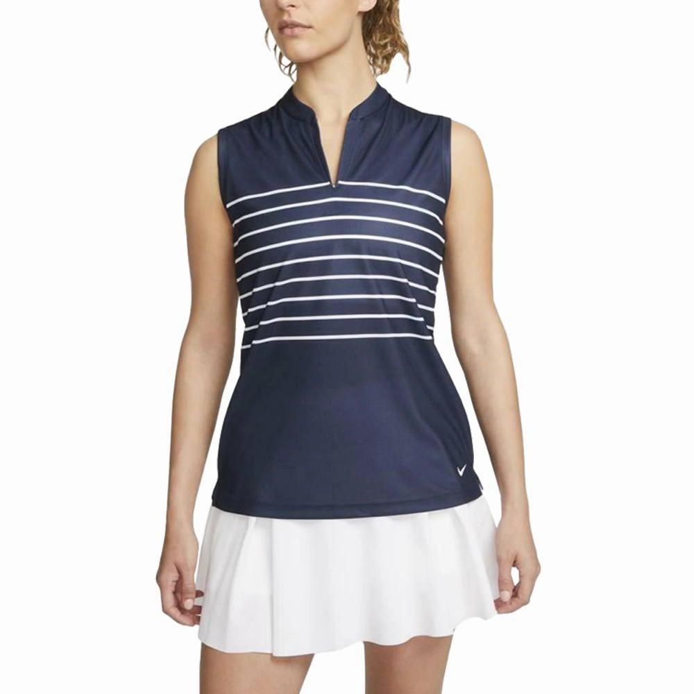 Nike Dri-FIT Victory Striped Sleeveless Golf Polo Obsidian/White - SS22 Women