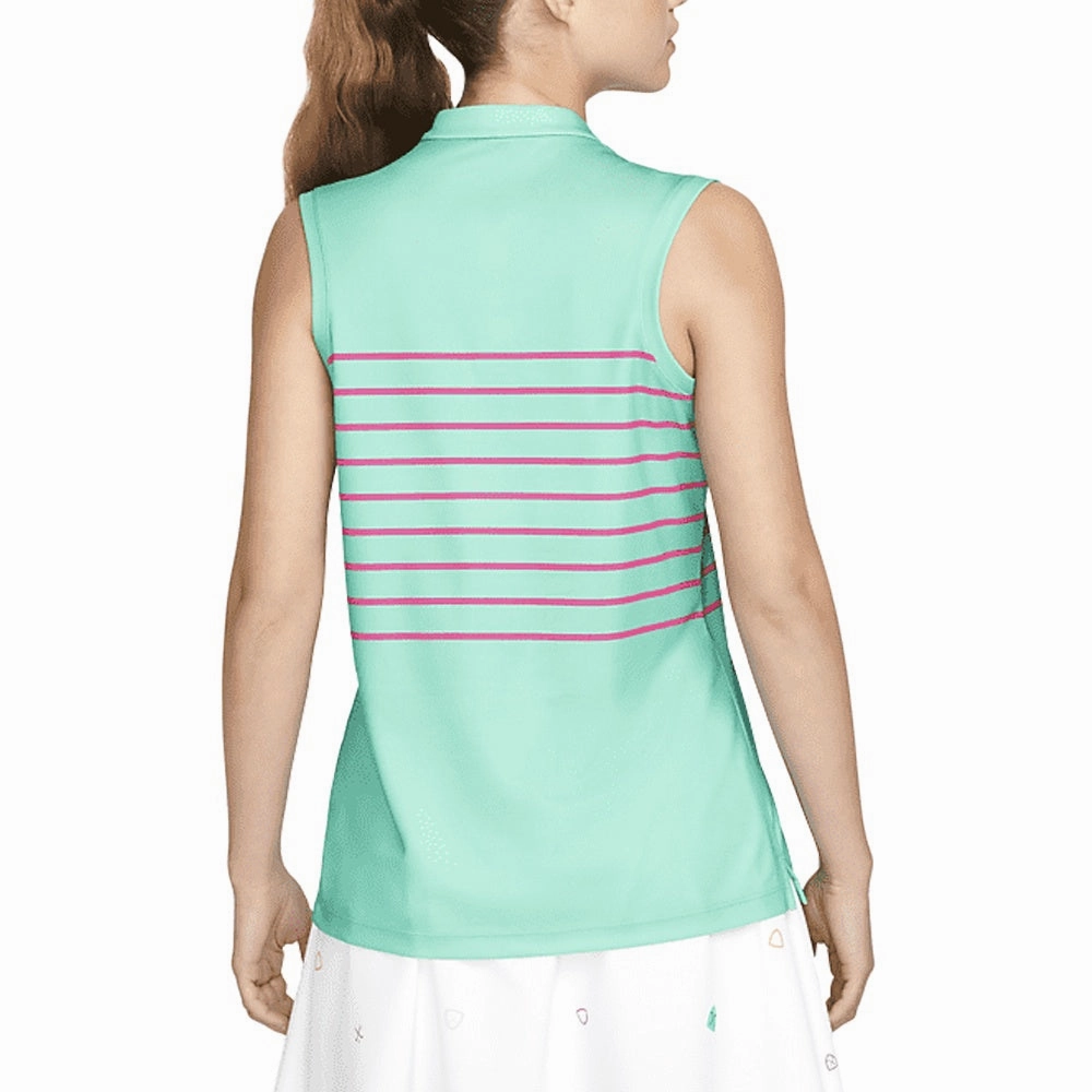 Nike Dri-FIT Victory Striped Sleeveless Golf Polo Washed Teal/Pink Prime - SS22 Women