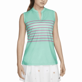 Nike Dri-FIT Victory Striped Sleeveless Golf Polo Washed Teal/Pink Prime - SS22 Women