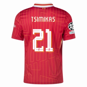 Nike Liverpool Konstantinos Tsimikas Home Jersey w/ Champions League Patches 24/25 (Gym Red/Chrome Yellow)