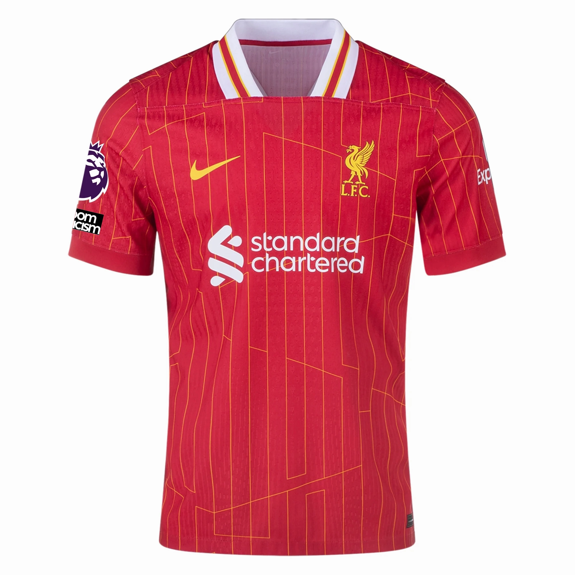Nike Liverpool Match Authentic Andy Robertson Home Jersey w/ EPL   No Room For Racism Patches 24/25 (Gym Red/Chrome Yellow)