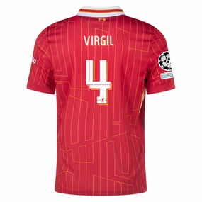 Nike Liverpool Virgil Van Dijk Home Jersey w/ Champions League Patches 24/25 (Gym Red/Chrome Yellow)