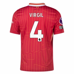 Nike Liverpool Virgil van Dijk Home Jersey w/ EPL   No Room For Racism Patches 24/25 (Gym Red/Chrome Yellow)